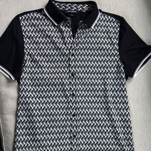 Karl Lagerfeld Black and White Geometric Casual Shirt